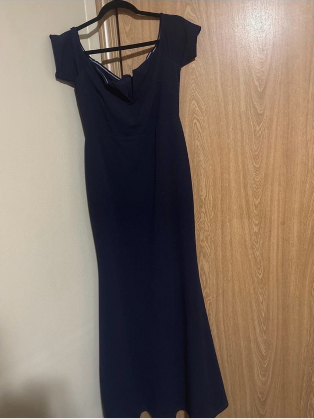 Ulu Navy Off-Shoulder Maxi Gown